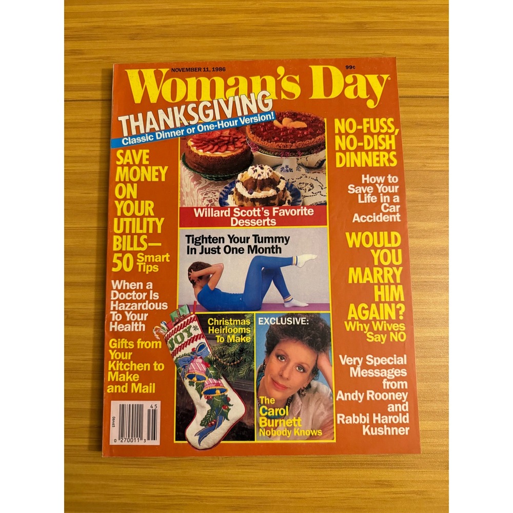 Woman's Day Thanksgiving Classic Dinner One Hour Version Magazine‎ November 1986